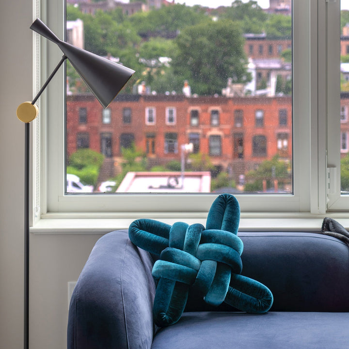 Velvet Knot Pillow Petrol