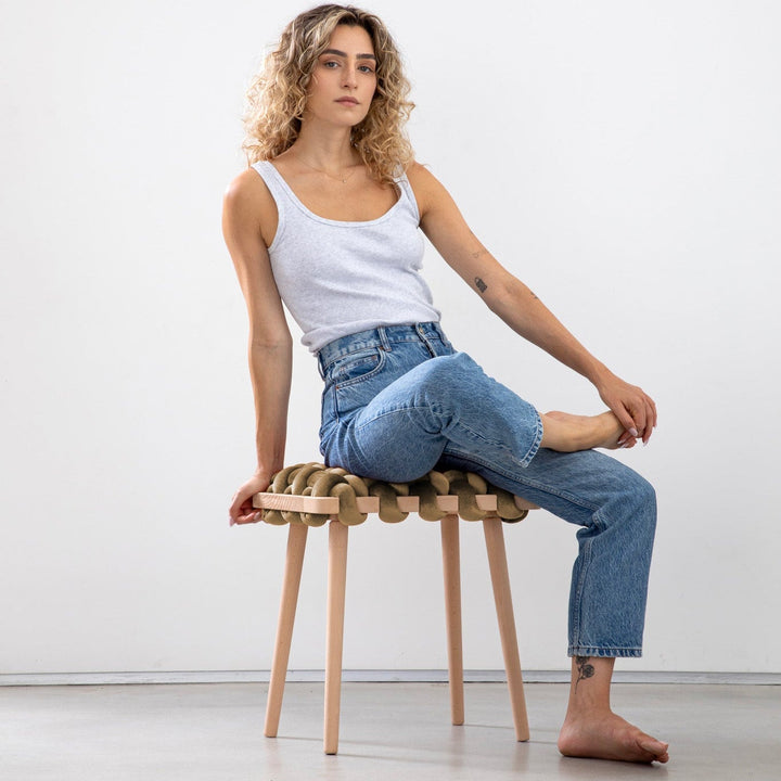 Velvet Woven Stool Truffle