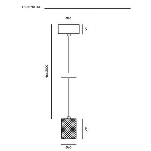 Tera Pendant Lamp dimensions and technical details