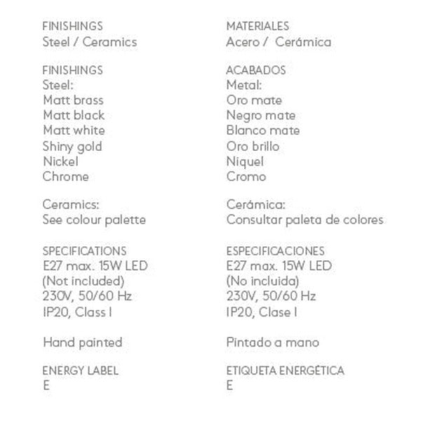 Chapéu Pendant Lamp materials and technical details