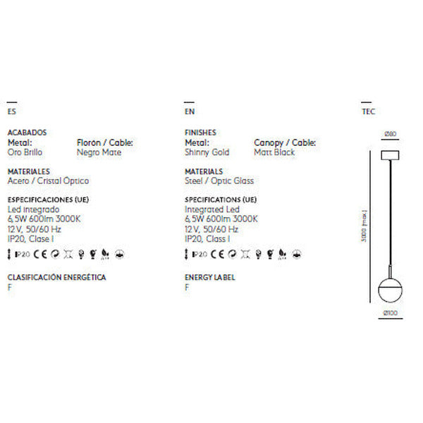 Dora Pendant Lamp materials and technical details