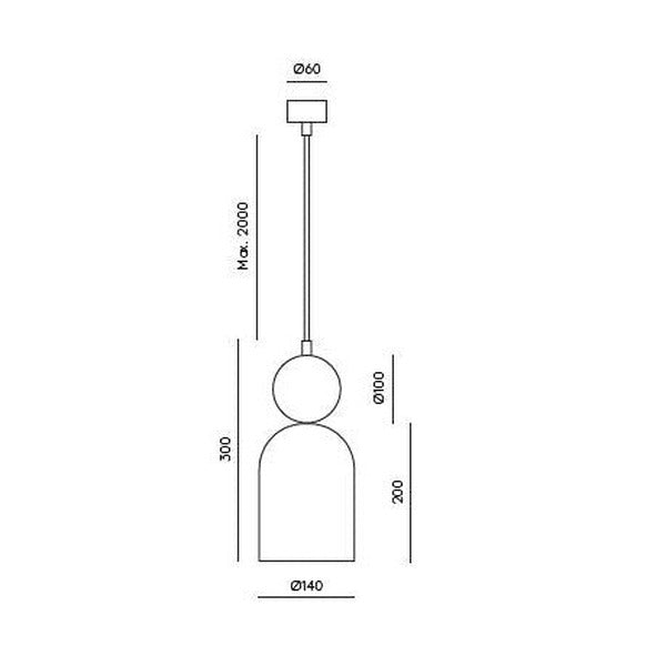 Bell Pendant Lamp – White Marble dimensions drawing