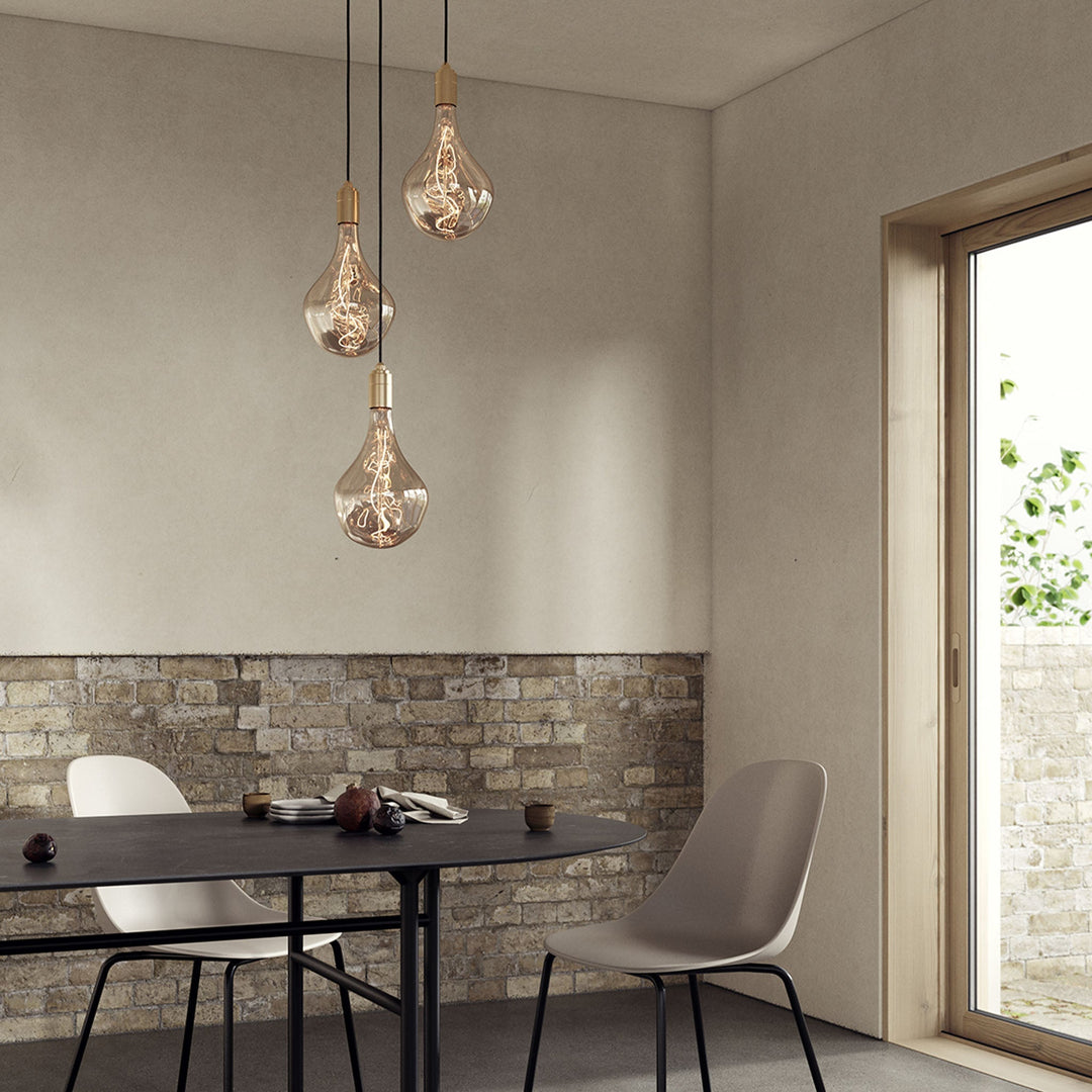 Triple Pendant in Walnut + Voronoi II - Black Canopy
