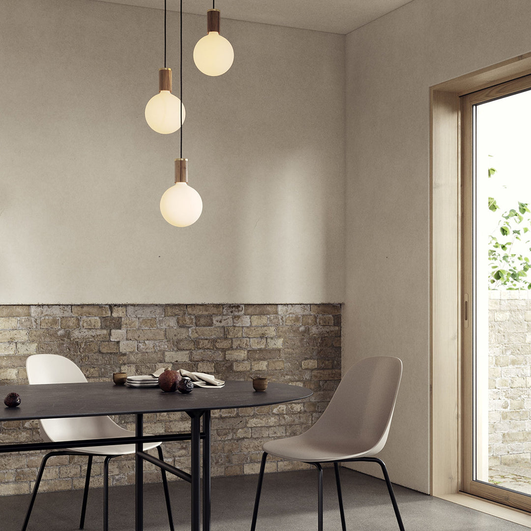 Triple Pendant in Walnut + Sphere IV - Black Canopy