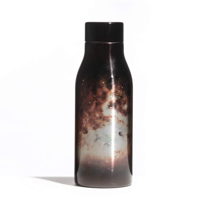 Seletti Cosmic Diner Thermal Bottle Water on Mars, bottle turned to show the glowing copper print from another side
