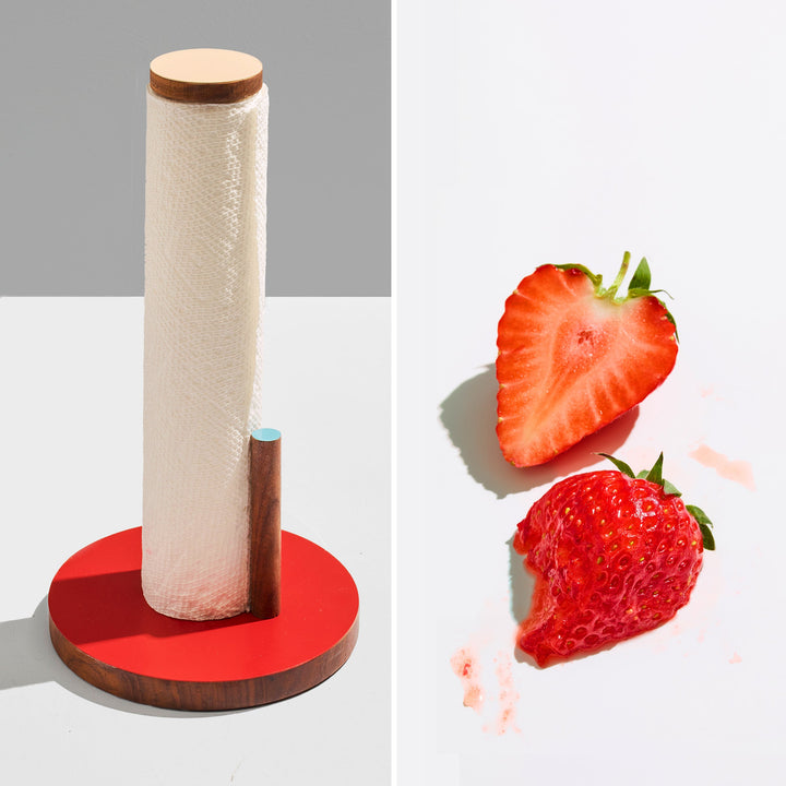 The Paper Towel Keeper - Walnut/Red